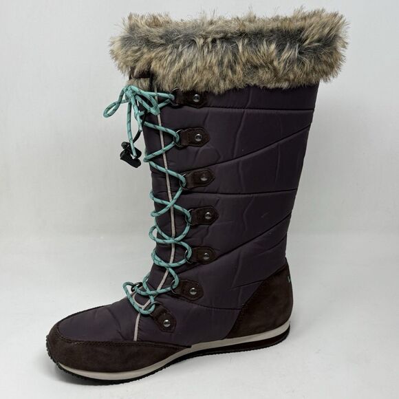 LL Bean Carrabassett Snow Boots Women 8 Brown Fur Trim Insulated Winter Tall - Picture 8 of 15